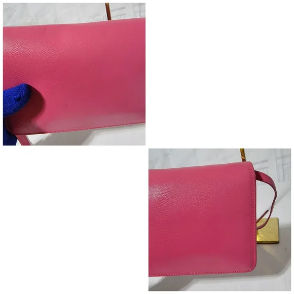 PRADASaffiano Lux Metal Flap Wallet with Strap Peonia Geranio - Picture 12 of 16